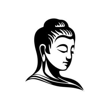 Black and white stylish logo with the image of Buddha.