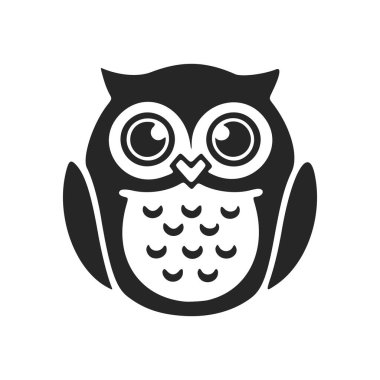 Positive black and white logo with the image of an owl.