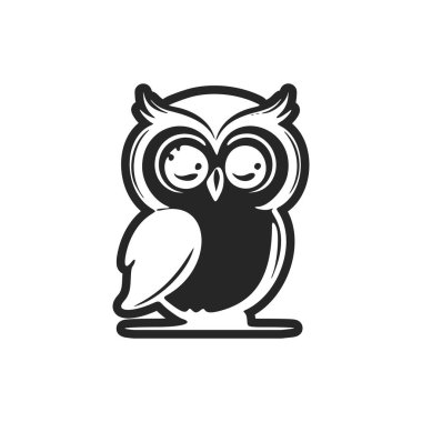 Cute and positive black and white owl logo.