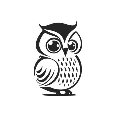 Cute black on white background owl logo.