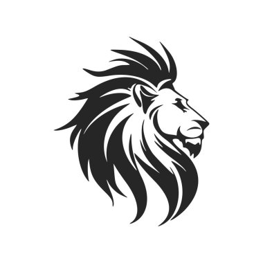 Make a bold statement with our striking black and white modern lion logo.