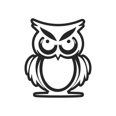 Cute and positive black on white background logo with the image of an owl.