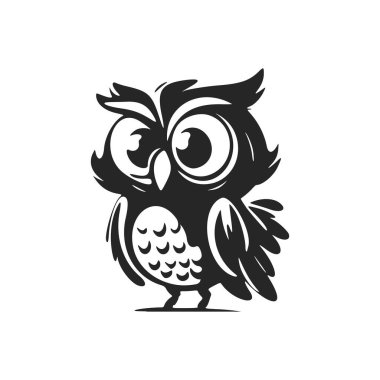 Positive and cute black on white background owl logo.
