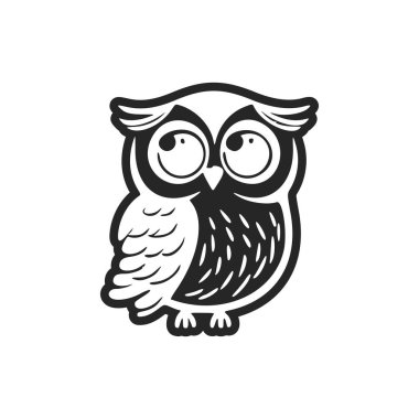 Positive black and white owl logo.