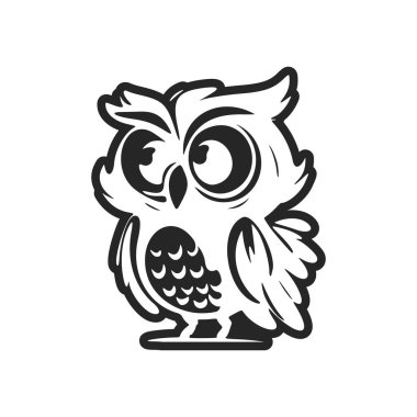 Positive and cute black on white background owl logo.