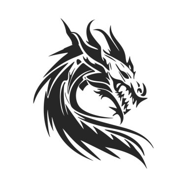 Enhance your business image with our black and white, stylish dragon head logo.