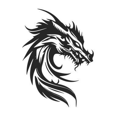 Enhance your business image with our black and white, minimalist dragon head logo.