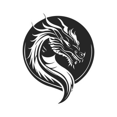Enhance your business image with our black and white, elegant dragon head logo.