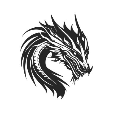 Enhance your business image with our black and white, clean and minimalist dragon logo.