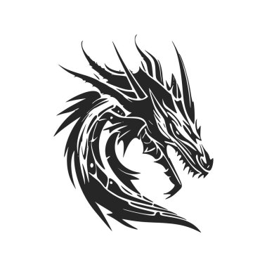 Enhance your business image with our black and white, modern dragon head logo.