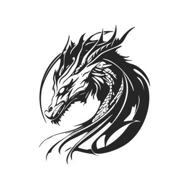 Enhance your business image with our black and white, minimalistic dragon logo.