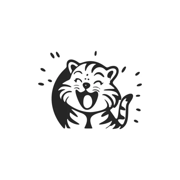 Cute black and white logo with a picture of a laughing tiger.