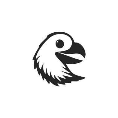 Black and white minimalistic logo with a charming and cute eagle.