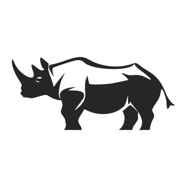 Black and white simple logo with sweet rhinoceros