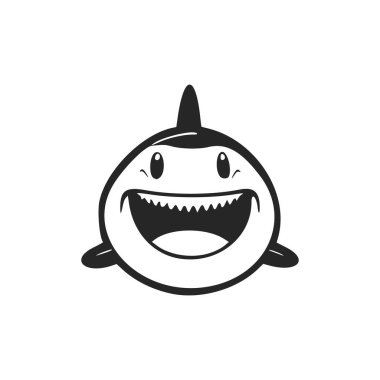 Black and white Lightweight logo with Attractive Cheerful Shark.