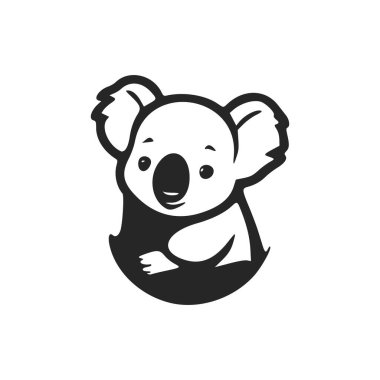 Black and white Light logo with Lovely and cute koala.