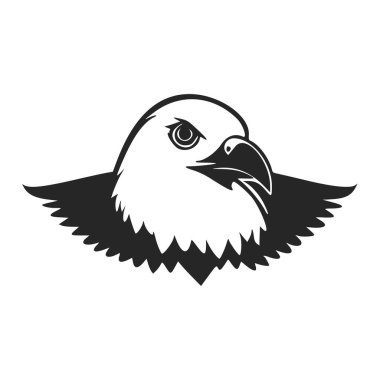 Black and white Simple logo with an adorable eagle