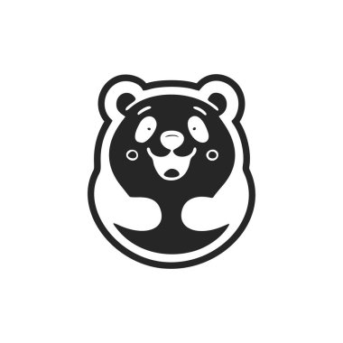 Black and white basic logo with cute cheerful fox.