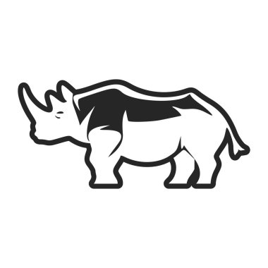 Black and white light logo with lovely rhinoceros