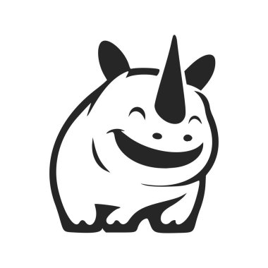 Black and white A simple logo with a charming Cheerful hippo.