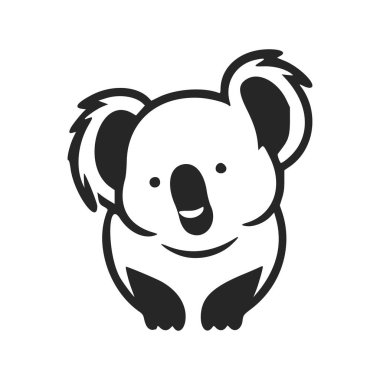 Black and white basic logo with Sweet and cute koala.
