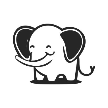 Black and white basic logo with a charming cheerful bear.