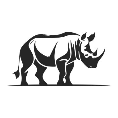 Black and white simple logo with nice rhinoceros