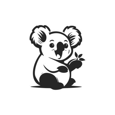 Black and white Basic logo with Adorable and cute koala.