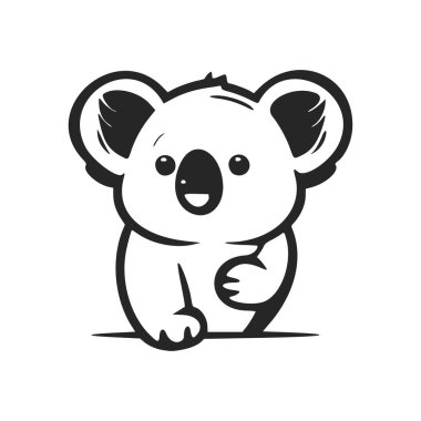Black and white basic logo with Adorable and cute koala.