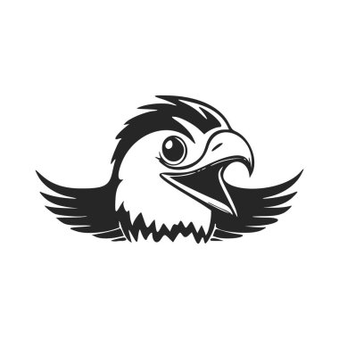 Black and white Lightweight logo with Attractive and cute eagle.