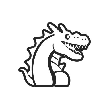 Black and white light logo with a charming cheerful crocodile.