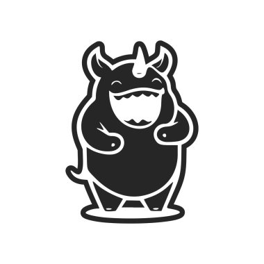 Black and white Lightweight logo with an aesthetic Cheerful Hippo.