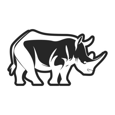Black and white light logo with adorable rhinoceros