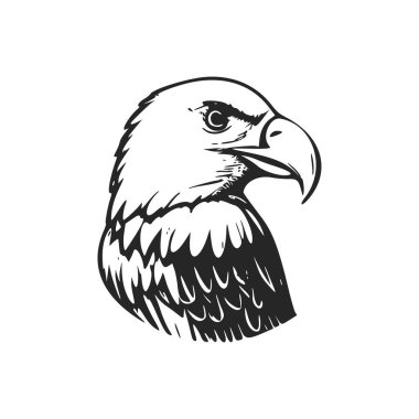 Black and white Simple logo with Attractive and cute eagle.