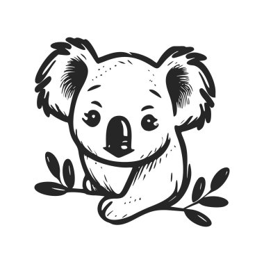 Black and white light logo with Attractive and cute koala.