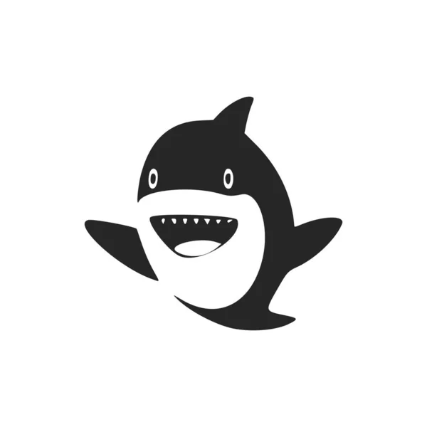 Black White Lightweight Logo Lovely Cheerful Shark — Vettoriale Stock