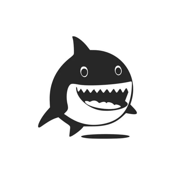 Black White Light Logo Nice Cheerful Shark — Vettoriale Stock