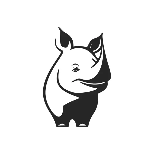 Black White Basic Logo Attractive Cheerful Hippo — Vettoriale Stock