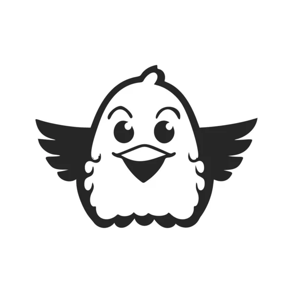 Black White Lightweight Logo Nice Cute Eagle — Vettoriale Stock