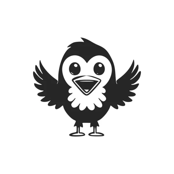 Black White Minimalistic Logo Sweet Cute Eagle — Vettoriale Stock