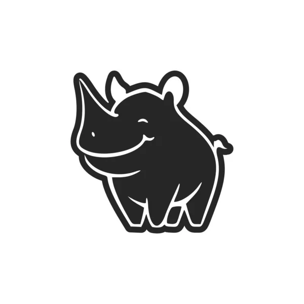Black White Lightweight Logo Adorable Cheerful Hippo —  Vetores de Stock