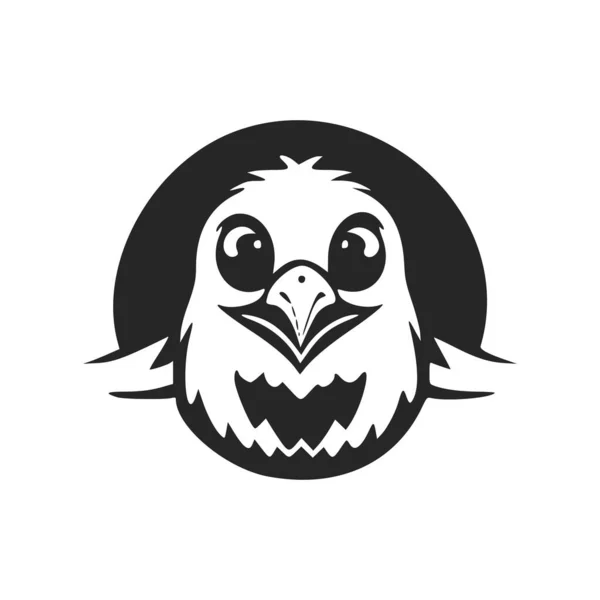 Black White Lightweight Logo Charming Cute Eagle — Vettoriale Stock