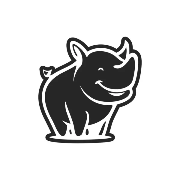 Чорно Білий Світловий Логотип Зображенням Веселого Гіпопотама — стоковий вектор