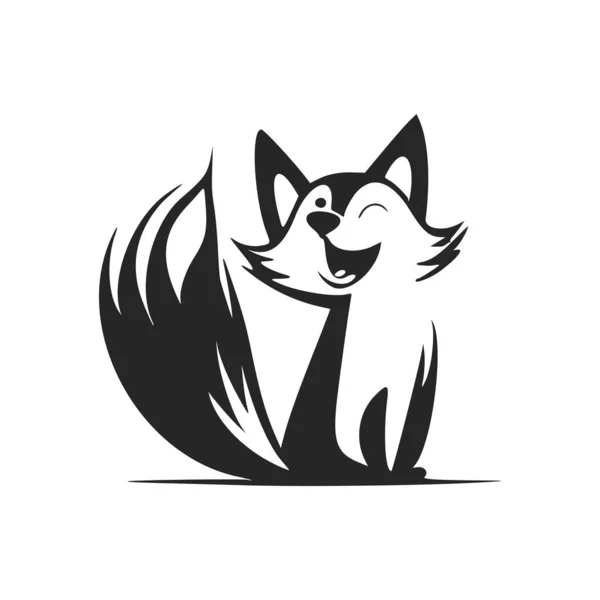 Чорно Білий Нескладний Логотип Чарівним Веселим Поні — стоковий вектор