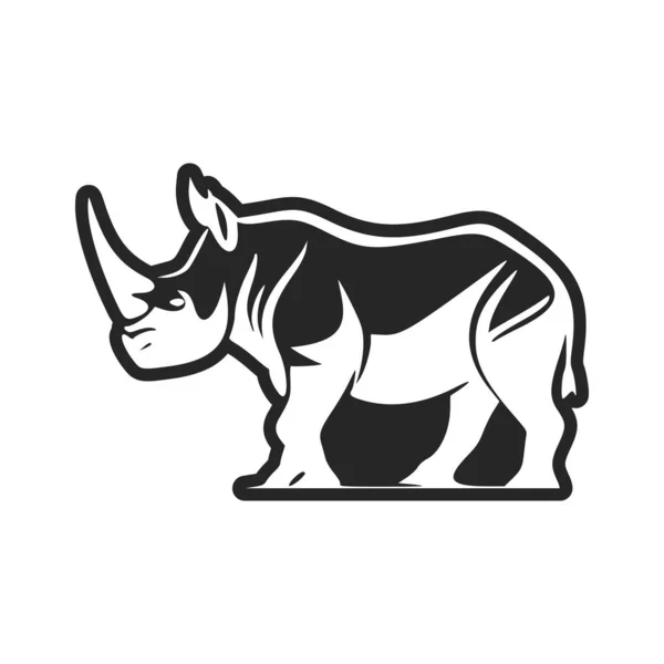 Black White Light Logo Adorable Rhinoceros — Vettoriale Stock