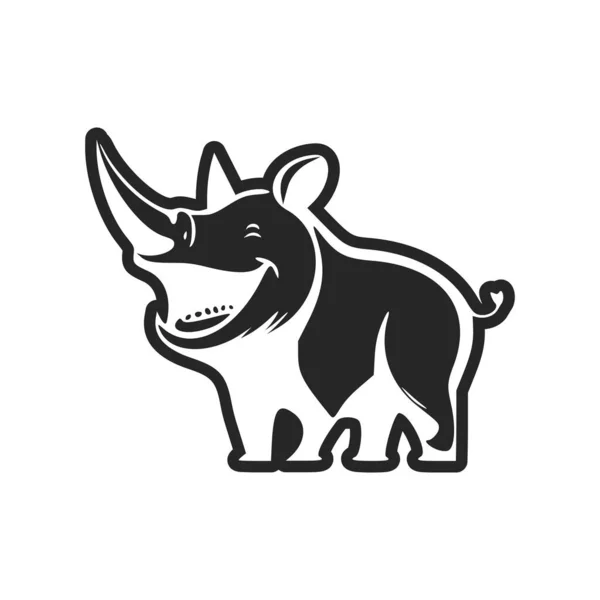 Black White Lightweight Logo Attractive Cheerful Hippo —  Vetores de Stock