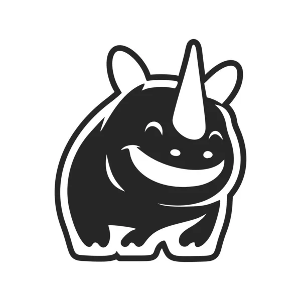 Чорно Білий Світловий Логотип Солодким Веселим Гіпопотамасом — стоковий вектор