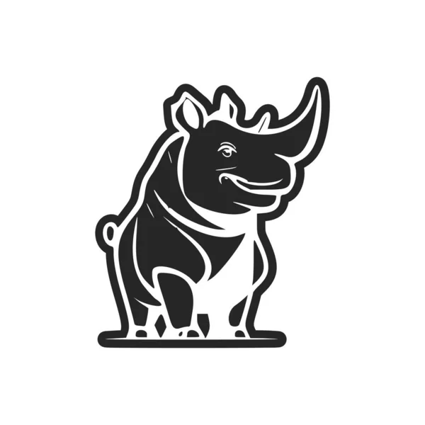 Black White Light Logo Charming Cheerful Hippo —  Vetores de Stock