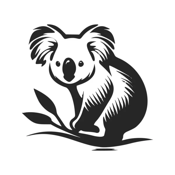 Black White Simple Logo Nice Koala — Vettoriale Stock