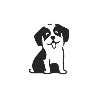Trendy black and white logo cute dog. Good for brands.